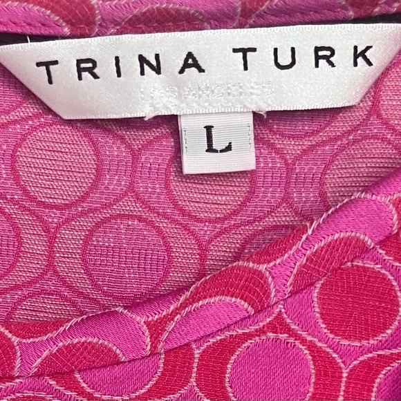 Trina Turk Pink and Red Sleeveless Tank Top with Eyelet Design Size Large - Picture 3 of 3